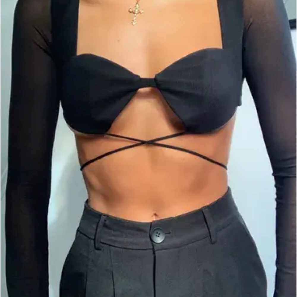 Princess polly Titan Sheer Long Sleeve Crop Top